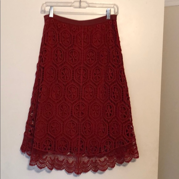 Anthropologie Dresses & Skirts - Red lace skirt Anthropologie Dresses & Skirts - Red lace skirt